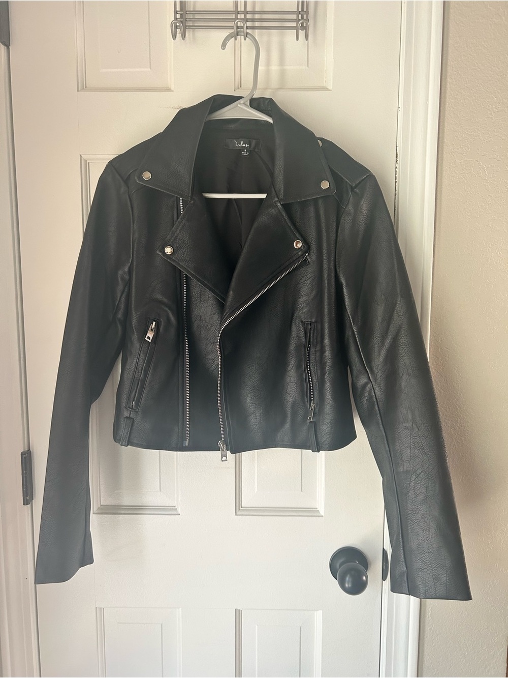 Lulu's Black Vegan Leather Moto Jacket